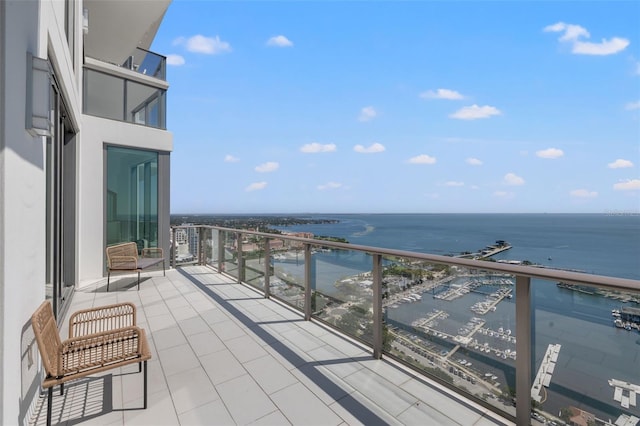 balcony with a water view