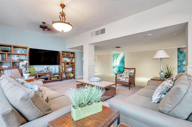 view of tiled living room