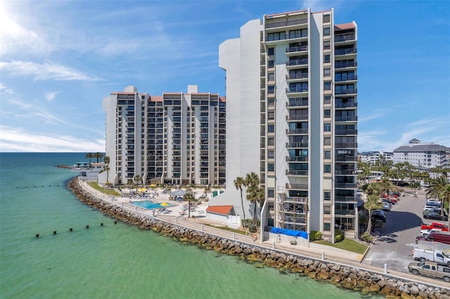 view of property with a water view