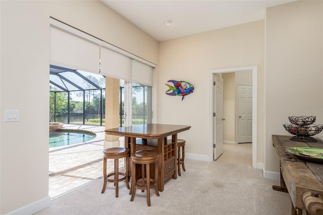 view of carpeted dining room