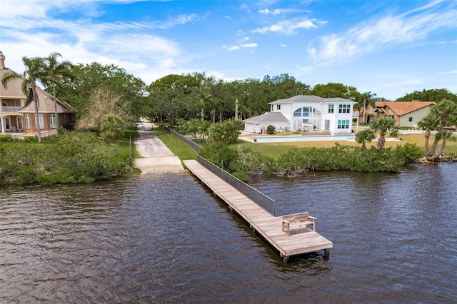 view of dock featuring a water view