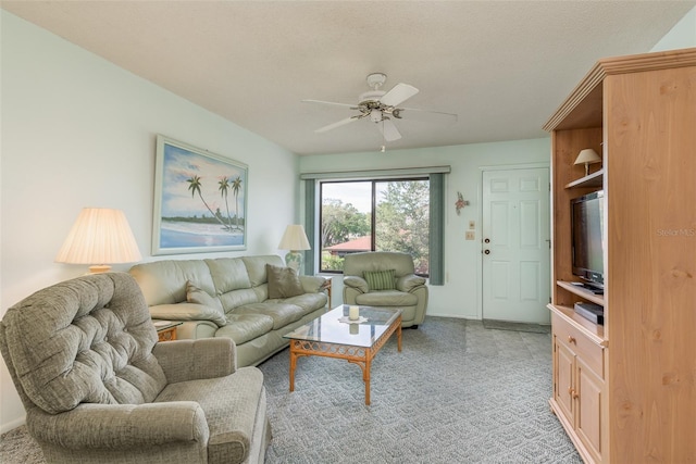 living room with ceiling fan