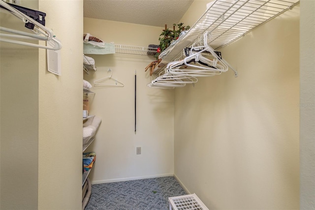 spacious closet with dark carpet