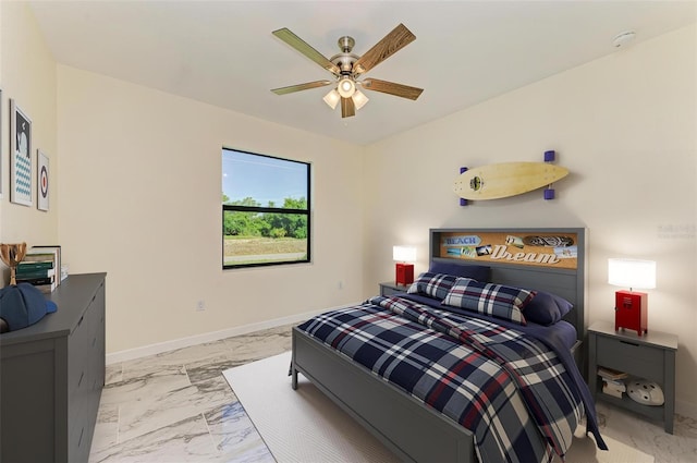 bedroom featuring ceiling fan