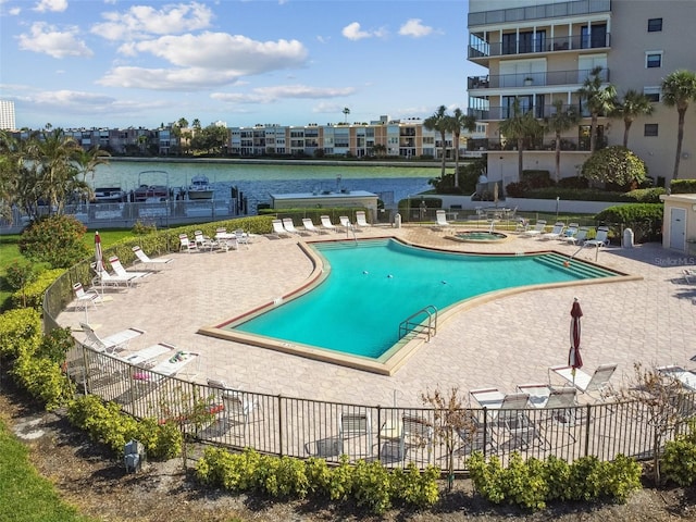 view of swimming pool featuring a patio