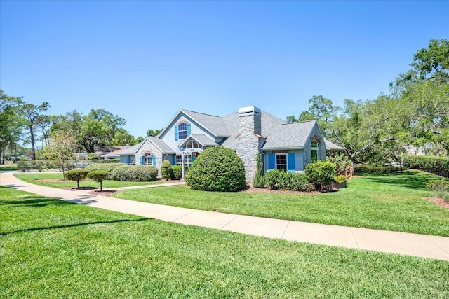 view of front of home with a front yard