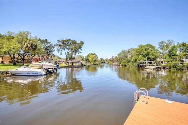 dock area featuring a water view