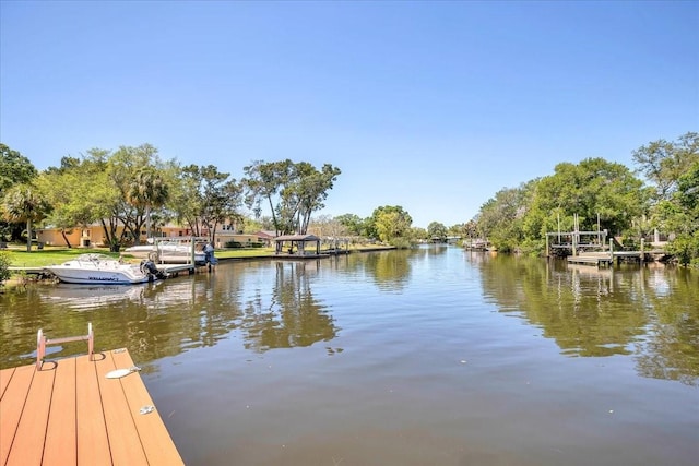 view of dock featuring a water view