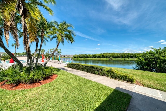 exterior space featuring a water view