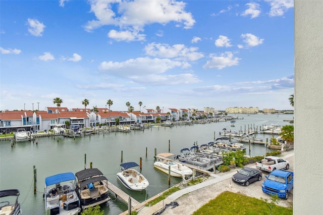 dock area featuring a water view