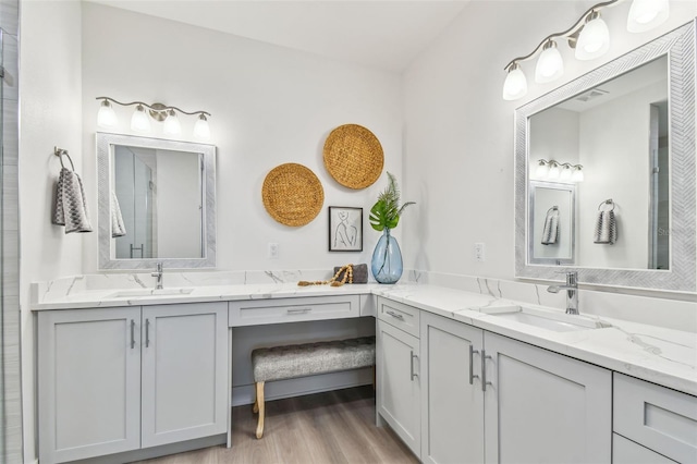 bathroom featuring vanity and wood finished floors