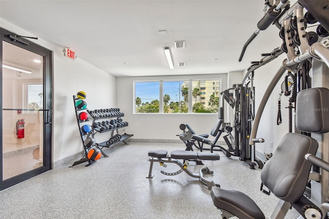 exercise area featuring visible vents