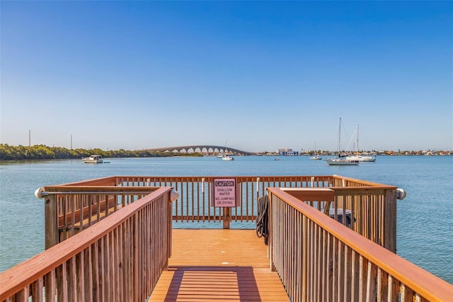 view of dock featuring a water view