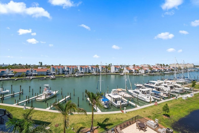 dock area featuring a water view