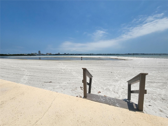 property view of water featuring a view of the beach