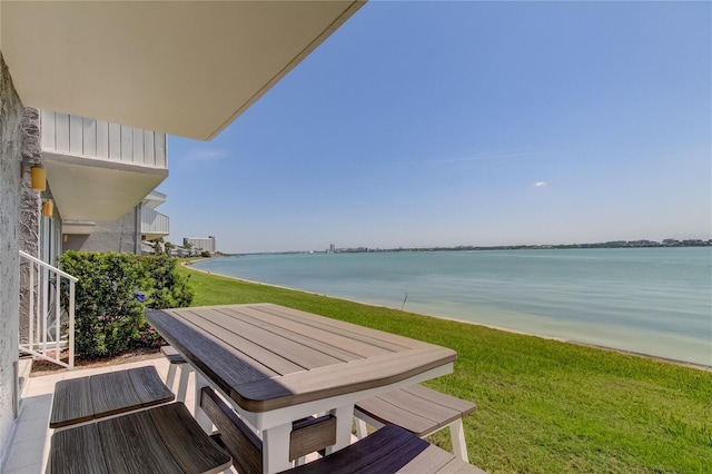 balcony with a water view