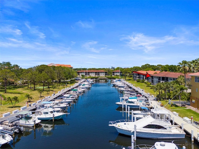 exterior space with a water view