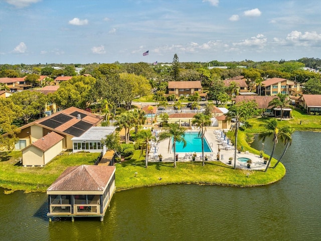 bird's eye view featuring a water view