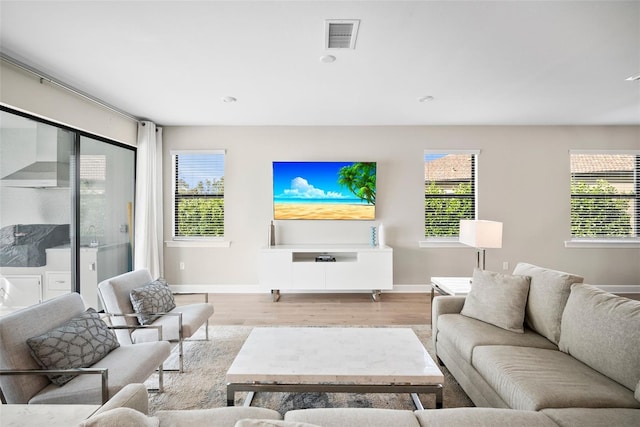 living room featuring light hardwood / wood-style floors