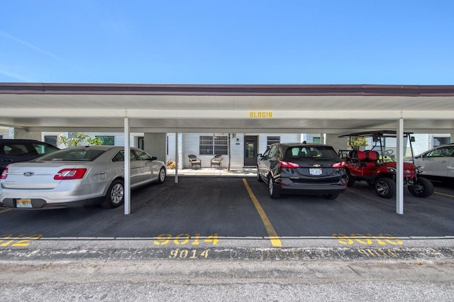 view of parking featuring a carport