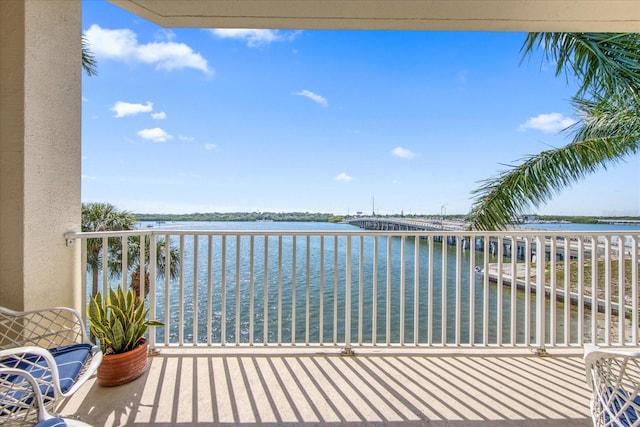 balcony with a water view