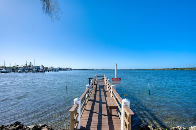 view of dock featuring a water view