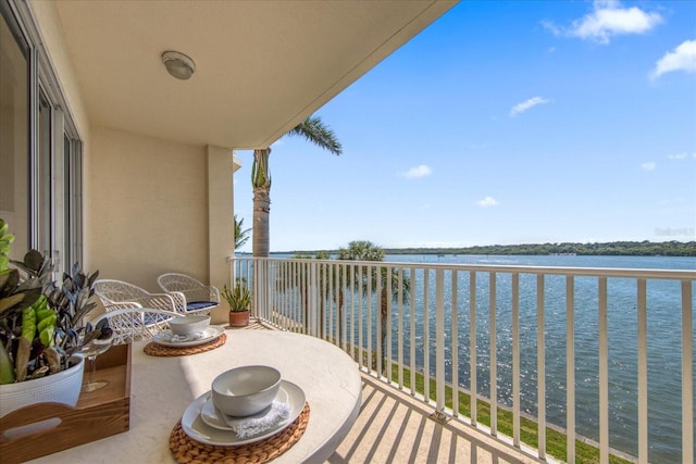 balcony with a water view