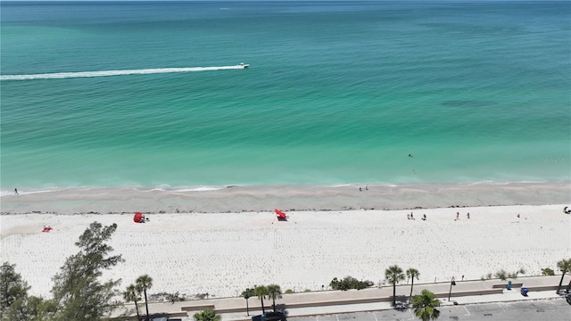 view of water feature with a view of the beach