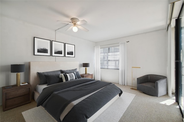 bedroom with carpet floors and ceiling fan