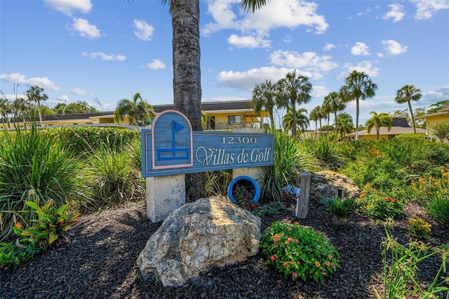 view of community sign