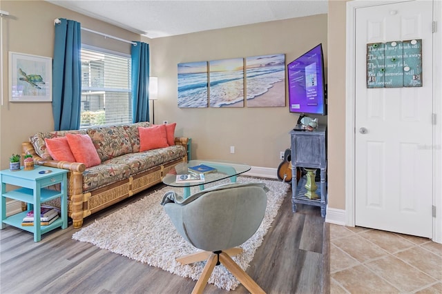 view of tiled living room