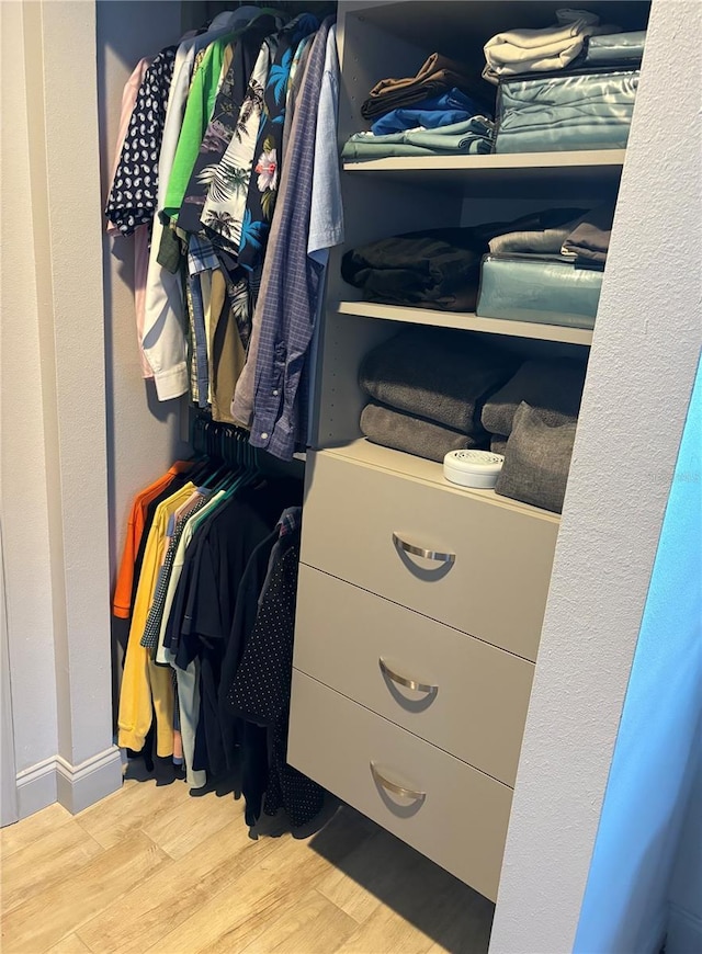 spacious closet featuring wood finished floors