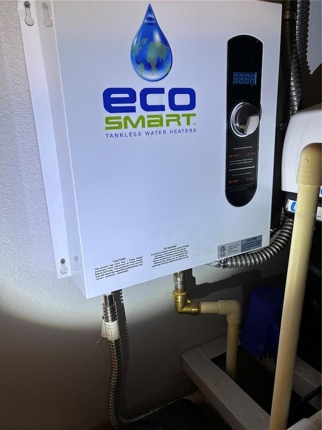 interior details with tankless water heater