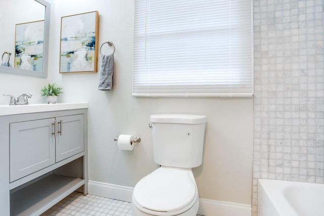 full bathroom featuring vanity, toilet, and shower / bath combination