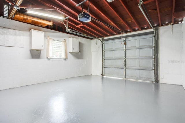 garage with a garage door opener