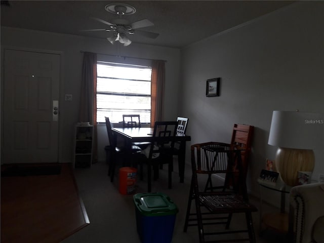 dining area featuring ceiling fan