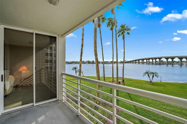 balcony with a water view