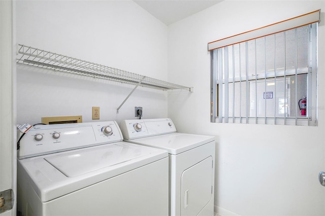 laundry area featuring hookup for a washing machine, hookup for an electric dryer, and washing machine and clothes dryer