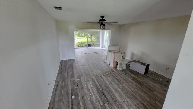 interior space featuring ceiling fan and hardwood / wood-style flooring