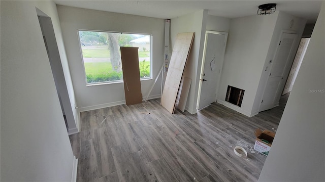 interior space with hardwood / wood-style floors