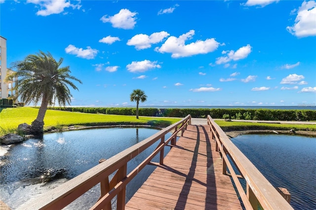 view of dock featuring a water view