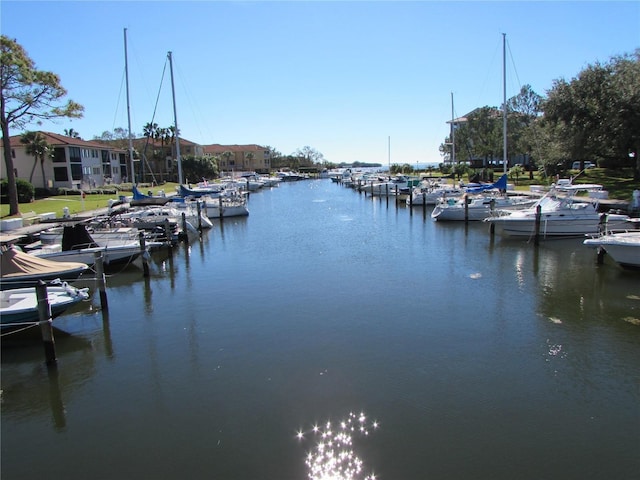 dock area featuring a water view