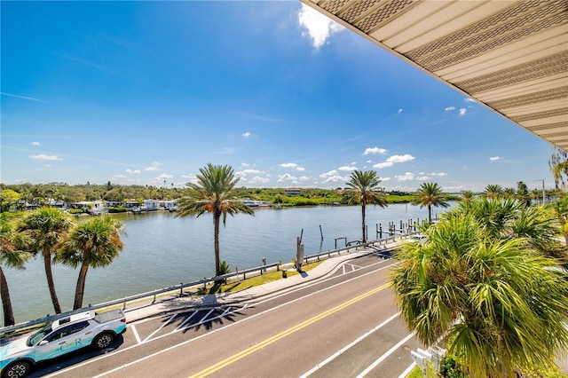 property view of water with a boat dock