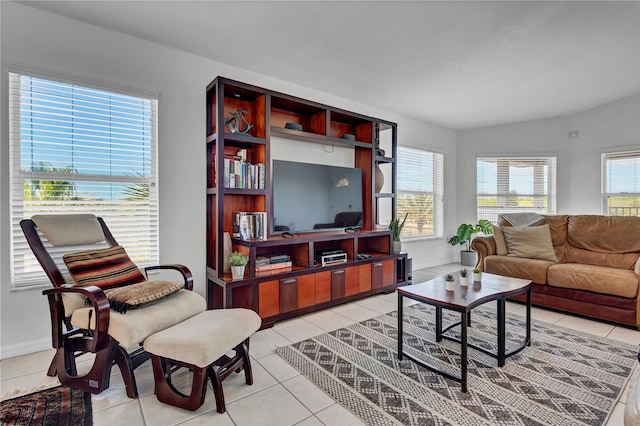 view of tiled living room