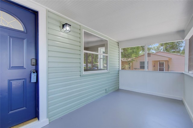 view of unfurnished sunroom