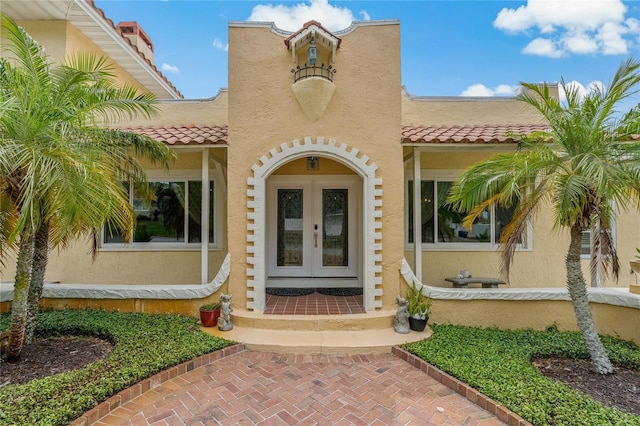 doorway to property with french doors