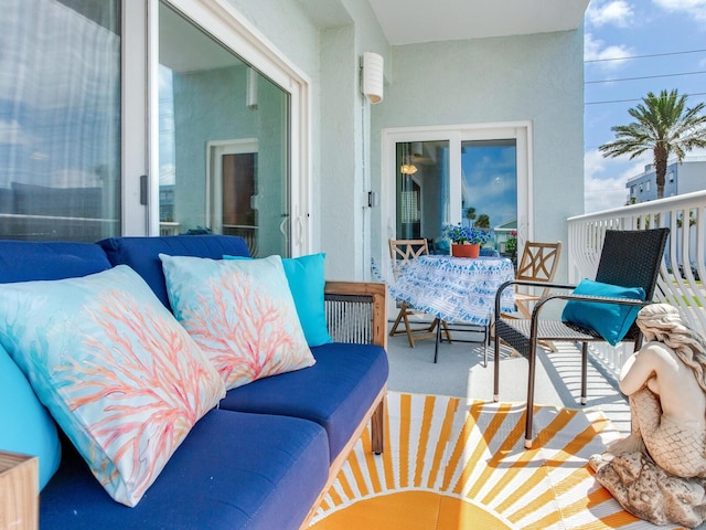 view of terrace featuring an outdoor living space