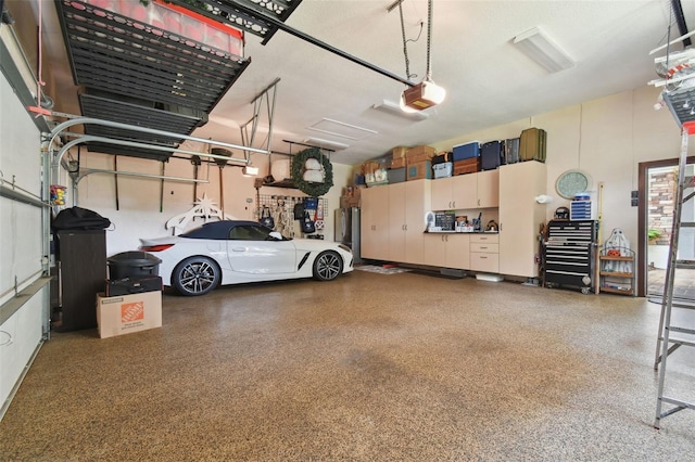 garage with a garage door opener