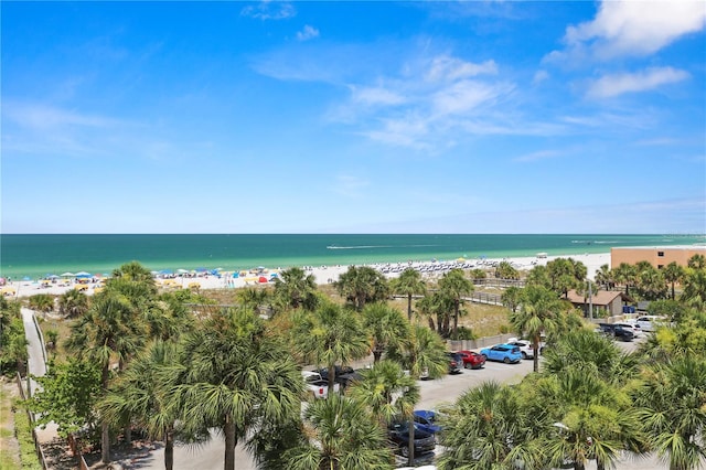 property view of water with a beach view