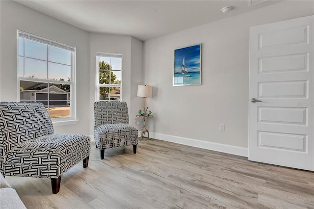 living area featuring light hardwood / wood-style floors